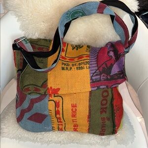 Dydaktik Recycled Patchwork Jute Messenger Bag